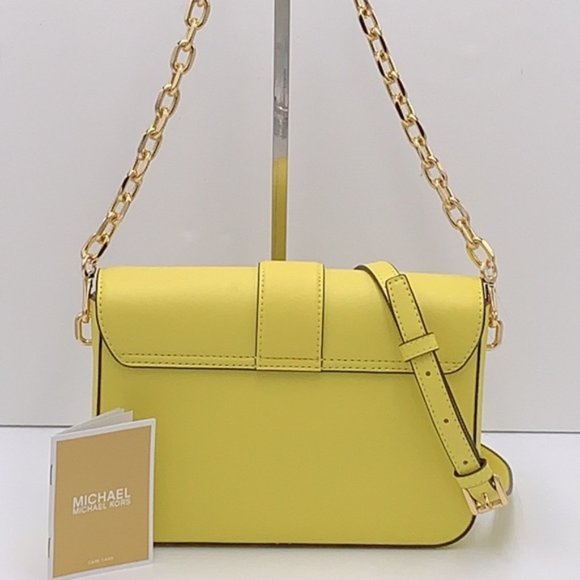 Michael Kors Carmen Medium Convertible Shoulder Bag Crossbody SUNSHINE Leather - Picture 2 of 16